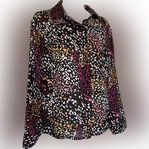 Gibson x City Safari Animal Jaime Shrayber Print Long Sleeve Blouse in Size XS